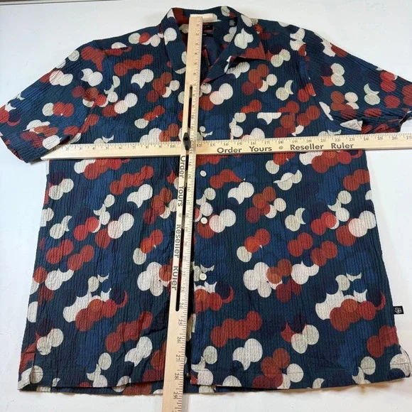 TED BAKER Goyt Seersucker Short Sleeve Men's Button Up Shirt Dot Print Sz Large - Picture 7 of 9